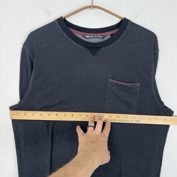 Travis Mathew Crewneck Sweater Mens Size M Heathered Black Pullover Pocket - Picture 7 of 10